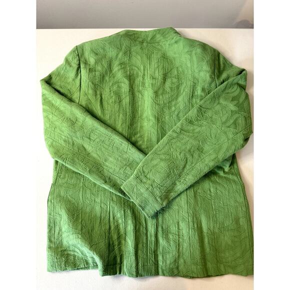 Coldwater Creek Green Brocade Striped Lining Y2K jacket size 8 EUC - Picture 2 of 5